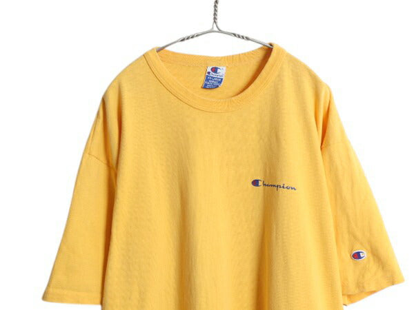 90s USA製 チャンピオン 半袖 Tシャツ メンズ XXL / オールド 100% コットン ヘビーウェイト ワンポイント スクリプト ロゴ 大きいサイズ