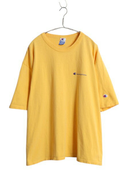 90s USA製 チャンピオン 半袖 Tシャツ メンズ XXL / オールド 100% コットン ヘビーウェイト ワンポイント スクリプト ロゴ 大きいサイズ