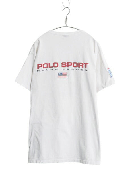 90s USA製 ポロ ラルフローレン 両面 プリント 半袖 Tシャツ メンズ M オールド カットソー シングルステッチ グラフィック 星条旗 テニス
