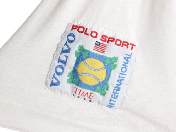 90s USA製 ポロ ラルフローレン 両面 プリント 半袖 Tシャツ メンズ M オールド カットソー シングルステッチ グラフィック 星条旗 テニス