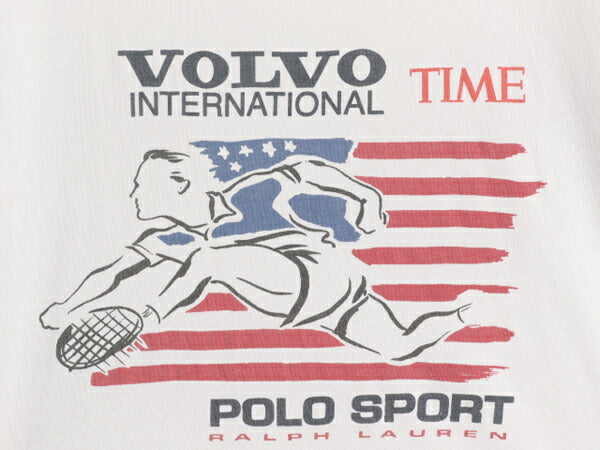 90s USA製 ポロ ラルフローレン 両面 プリント 半袖 Tシャツ メンズ M オールド カットソー シングルステッチ グラフィック 星条旗 テニス