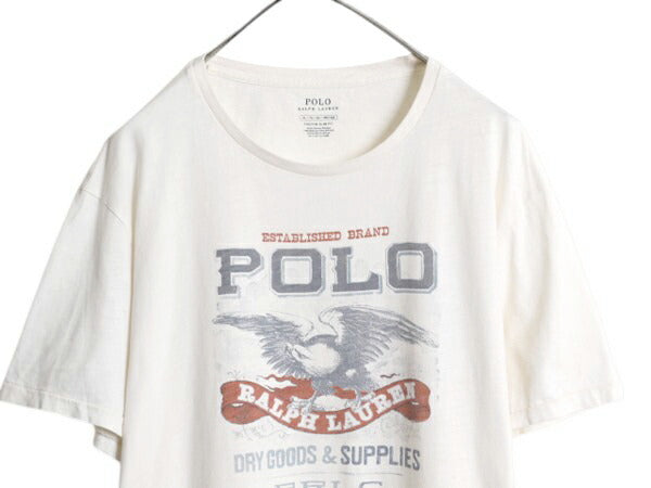 ポロ ラルフローレン イーグル 染込み プリント 半袖 Tシャツ メンズ XL カットソー シングルステッチ グラフィック 大きいサイズ 細身 白