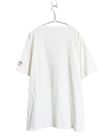 90s USA製 チャップス ラルフローレン プリント 半袖 Tシャツ メンズ L オールド ポロ コットン グラフィック ヘビーウェイト シンプル 白