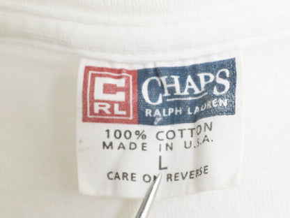 90s USA製 チャップス ラルフローレン プリント 半袖 Tシャツ メンズ L オールド ポロ コットン グラフィック ヘビーウェイト シンプル 白