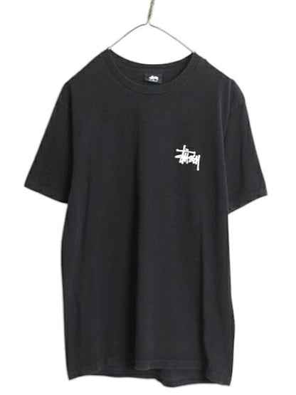 ステューシー 両面 プリント 半袖 Tシャツ メンズ M ベーシック ロゴ カットソー ヘビーウェイト コットン ワンポイント シンプル ブラック