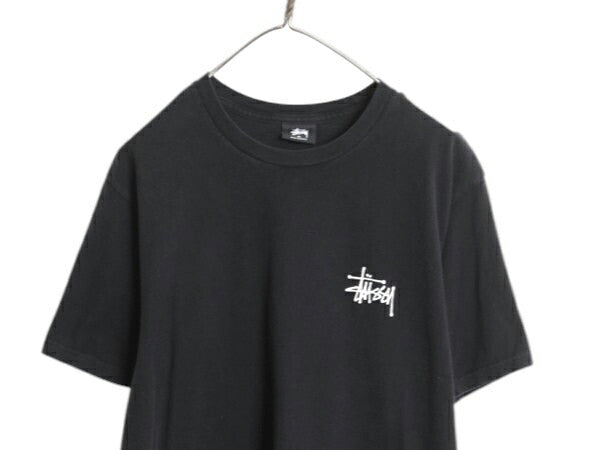 ステューシー 両面 プリント 半袖 Tシャツ メンズ M ベーシック ロゴ カットソー ヘビーウェイト コットン ワンポイント シンプル ブラック