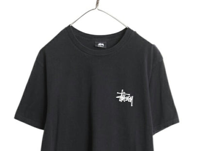ステューシー 両面 プリント 半袖 Tシャツ メンズ M ベーシック ロゴ カットソー ヘビーウェイト コットン ワンポイント シンプル ブラック