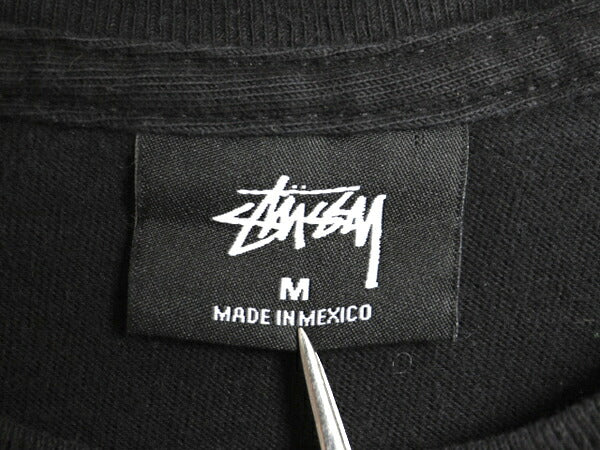 ステューシー 両面 プリント 半袖 Tシャツ メンズ M ベーシック ロゴ カットソー ヘビーウェイト コットン ワンポイント シンプル ブラック