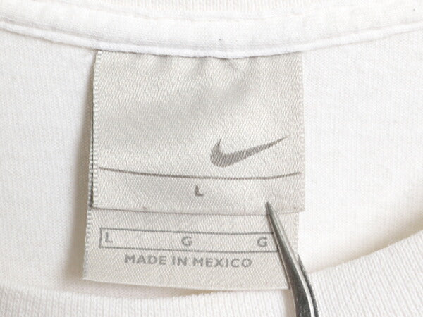 00s ナイキ スモール スウッシュ 刺繍 半袖 Tシャツ メンズ L / オールド ヘビーウェイト コットン ワンポイント カットソー シンプル 白