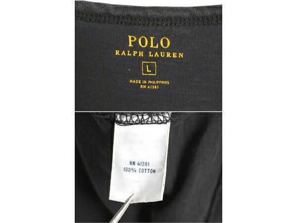 ポロ ラルフローレン プリント 半袖 Tシャツ メンズ L / 古着 カットソー コットン 自転車 サイクリング グラフィック イラスト ブラック