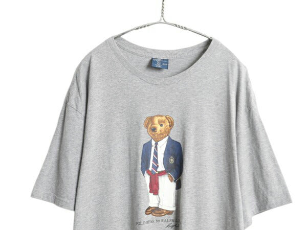 00s ポロベア ポロ ラルフローレン プリント 半袖 Tシャツ メンズ XXL オールド キャラクター カットソー コットン 大きいサイズ シンプル