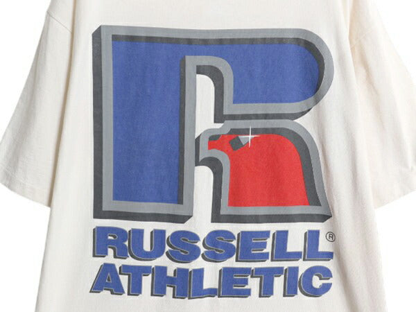 80s USA製 ラッセル ロゴ プリント Tシャツ メンズ XL ヴィンテージ コットン シングルステッチ グラフィック ヘビーウェイト 大きいサイズ