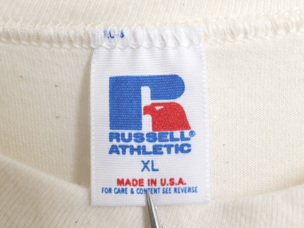 80s USA製 ラッセル ロゴ プリント Tシャツ メンズ XL ヴィンテージ コットン シングルステッチ グラフィック ヘビーウェイト 大きいサイズ