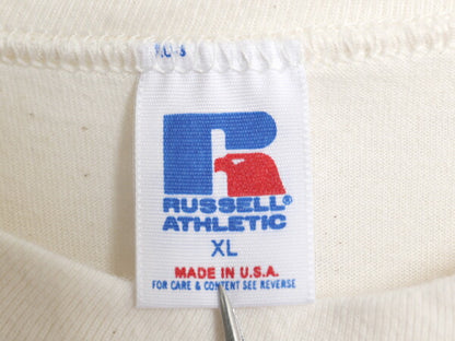 80s USA製 ラッセル ロゴ プリント Tシャツ メンズ XL ヴィンテージ コットン シングルステッチ グラフィック ヘビーウェイト 大きいサイズ