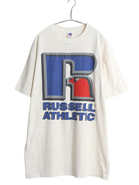 80s USA製 ラッセル ロゴ プリント Tシャツ メンズ XL ヴィンテージ コットン シングルステッチ グラフィック ヘビーウェイト 大きいサイズ