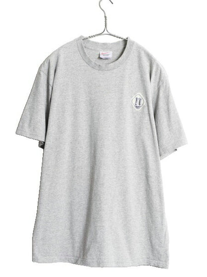 90s ナイキ スモール スウッシュ 刺繍 半袖 Tシャツ メンズ M オールド コットン ヘビーウェイト ワンポイント カットソー シンプル グレー