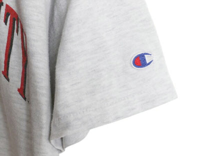 80s USA製 チャンピオン 3段 カレッジ プリント 半袖 Tシャツ メンズ L ヴィンテージ シングルステッチ カットソー ヘビーウェイト グレー