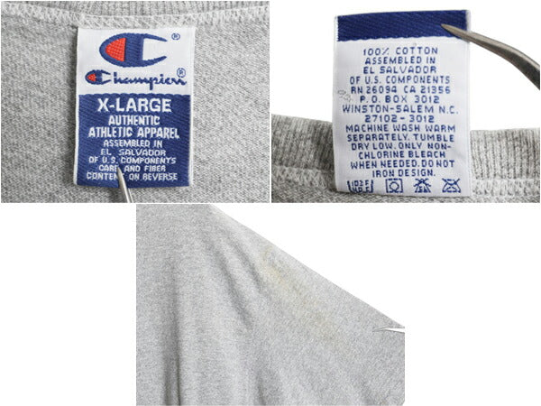 90s チャンピオン 3段 カレッジ フットボール プリント 半袖 Tシャツ メンズ XL オールド ヘビーウェイト カットソー 目付き 大きいサイズ