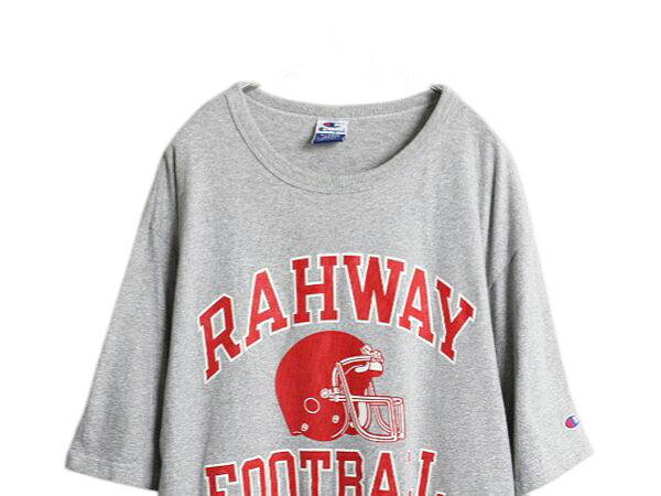 90s チャンピオン 3段 カレッジ フットボール プリント 半袖 Tシャツ メンズ XL オールド ヘビーウェイト カットソー 目付き 大きいサイズ