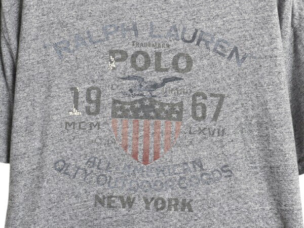 ポロ ラルフローレン 染込み プリント 半袖 Tシャツ メンズ L / 古着 カットソー シングルステッチ グラフィック イーグル 星条旗 ゆったり