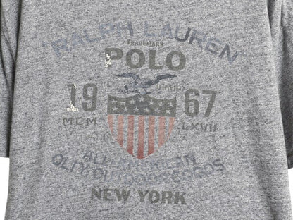 ポロ ラルフローレン 染込み プリント 半袖 Tシャツ メンズ L / 古着 カットソー シングルステッチ グラフィック イーグル 星条旗 ゆったり