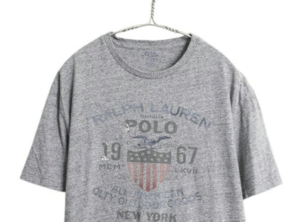 ポロ ラルフローレン 染込み プリント 半袖 Tシャツ メンズ L / 古着 カットソー シングルステッチ グラフィック イーグル 星条旗 ゆったり