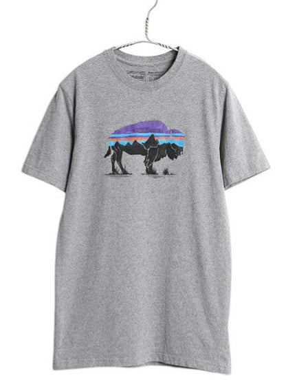 パタゴニア プリント 半袖 Tシャツ メンズ S / 古着 18年製 アウトドア カットソー フィッツロイ バイソン イラスト グラフィック トップス