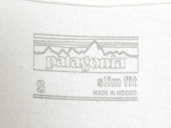 パタゴニア ボーダー プリント 半袖 Tシャツ メンズ S 16年製 アウトドア カットソー グラフィック ワンポイント スリム フィット ホワイト
