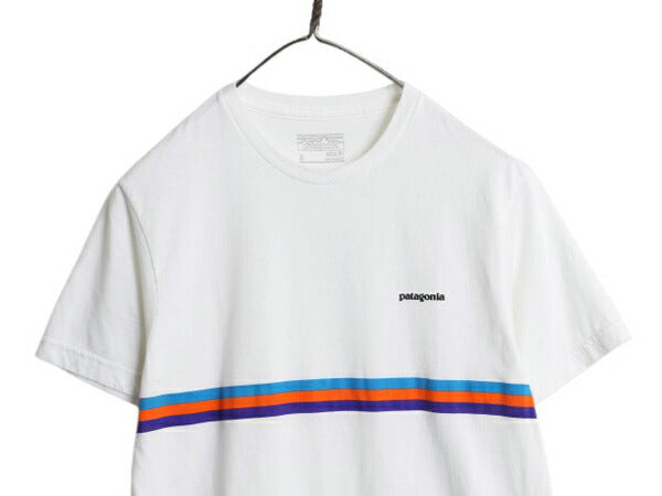 パタゴニア ボーダー プリント 半袖 Tシャツ メンズ S 16年製 アウトドア カットソー グラフィック ワンポイント スリム フィット ホワイト
