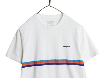 パタゴニア ボーダー プリント 半袖 Tシャツ メンズ S 16年製 アウトドア カットソー グラフィック ワンポイント スリム フィット ホワイト