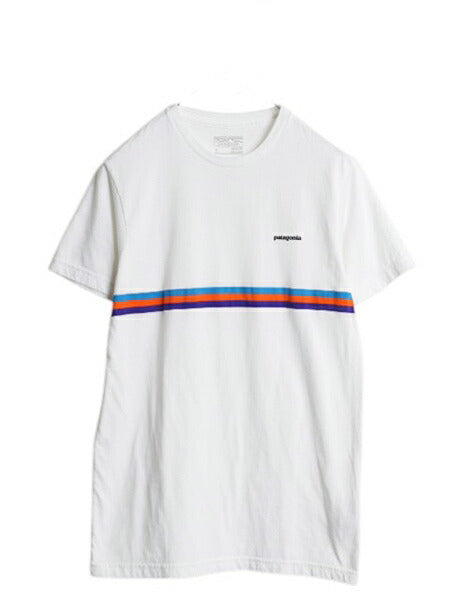 パタゴニア ボーダー プリント 半袖 Tシャツ メンズ S 16年製 アウトドア カットソー グラフィック ワンポイント スリム フィット ホワイト