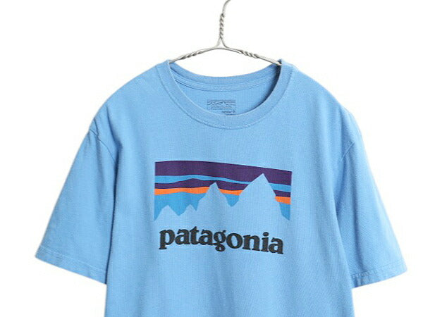 USA製 パタゴニア プリント 半袖 Tシャツ メンズ M / 17年製 アウトドア グラフィック アート イラスト ステッカー カットソー シンプル 青