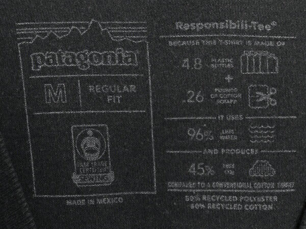 パタゴニア 両面 プリント 半袖 Tシャツ メンズ M 古着 21年製 アウトドア P6 ボックスロゴ バックプリント カットソー ブラック シンプル