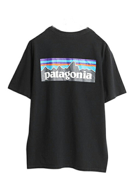 パタゴニア 両面 プリント 半袖 Tシャツ メンズ M 古着 21年製 アウトドア P6 ボックスロゴ バックプリント カットソー ブラック シンプル
