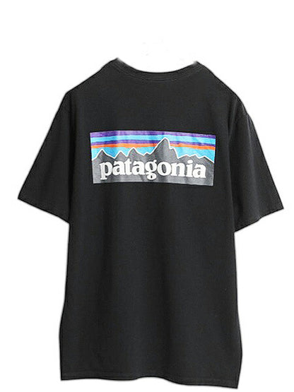 パタゴニア 両面 プリント 半袖 Tシャツ メンズ M 古着 21年製 アウトドア P6 ボックスロゴ バックプリント カットソー ブラック シンプル