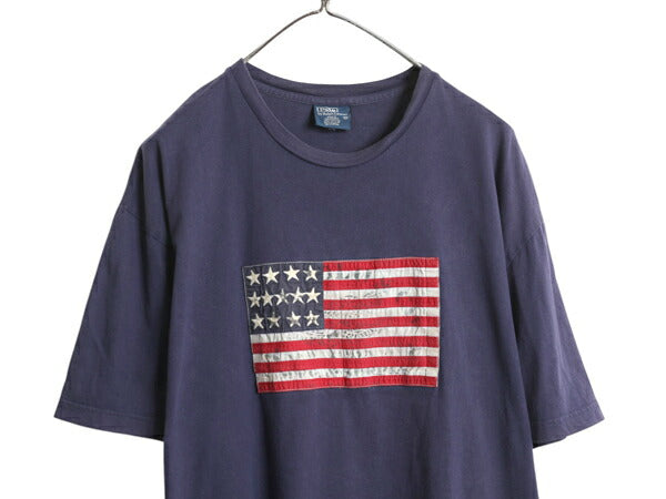 00s ポロ ラルフローレン 半袖 Tシャツ メンズ XL オールド 星条旗 ステンシル 刺繍 カットソー コットン 大きいサイズ シンプル トップス