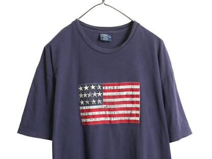 00s ポロ ラルフローレン 半袖 Tシャツ メンズ XL オールド 星条旗 ステンシル 刺繍 カットソー コットン 大きいサイズ シンプル トップス