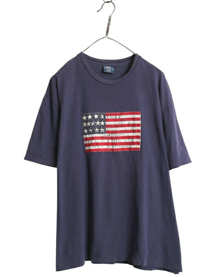 00s ポロ ラルフローレン 半袖 Tシャツ メンズ XL オールド 星条旗 ステンシル 刺繍 カットソー コットン 大きいサイズ シンプル トップス