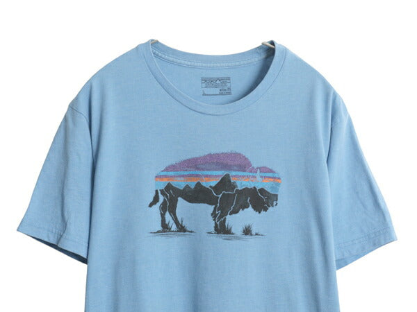 パタゴニア プリント 半袖 Tシャツ メンズ L 17年製 アウトドア カットソー フィッツロイ バイソン イラスト グラフィック スリム フィット