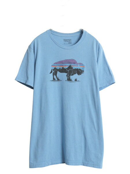 パタゴニア プリント 半袖 Tシャツ メンズ L 17年製 アウトドア カットソー フィッツロイ バイソン イラスト グラフィック スリム フィット