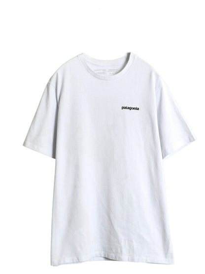 パタゴニア 両面 プリント 半袖 Tシャツ メンズ M 古着 21年製 アウトドア 染込み P6 ボックスロゴ バックプリント シンプル カットソー 白