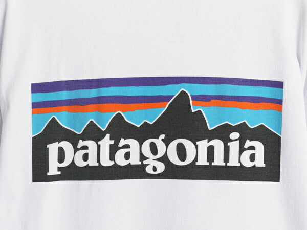 パタゴニア 両面 プリント 半袖 Tシャツ メンズ M 古着 21年製 アウトドア 染込み P6 ボックスロゴ バックプリント シンプル カットソー 白