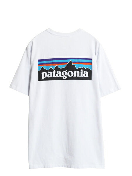 パタゴニア 両面 プリント 半袖 Tシャツ メンズ M 古着 21年製 アウトドア 染込み P6 ボックスロゴ バックプリント シンプル カットソー 白