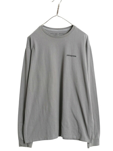 パタゴニア 両面 プリント 長袖 Tシャツ メンズ M 22年製 アウトドア ロンT ロングスリーブ カットソー ボックスロゴ P6 バックプリント 灰