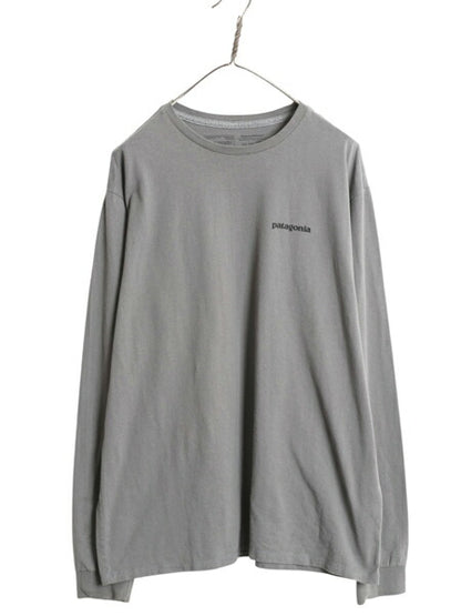 パタゴニア 両面 プリント 長袖 Tシャツ メンズ M 22年製 アウトドア ロンT ロングスリーブ カットソー ボックスロゴ P6 バックプリント 灰