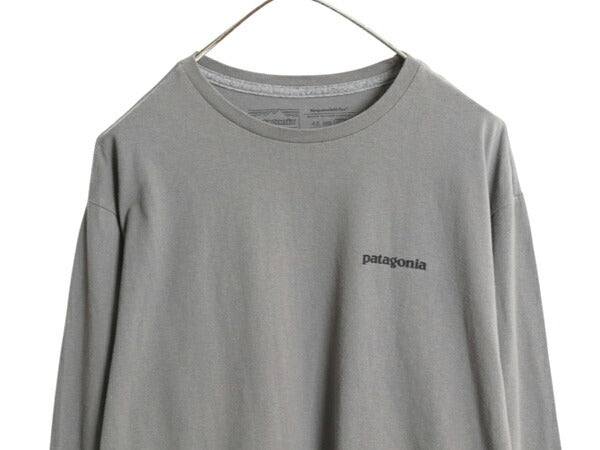 パタゴニア 両面 プリント 長袖 Tシャツ メンズ M 22年製 アウトドア ロンT ロングスリーブ カットソー ボックスロゴ P6 バックプリント 灰