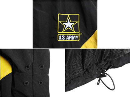 米軍実物 US ARMY ナイロン トレーニング ジャケット SMALL LONG 12年製 ミリタリー 軍物 APFU ジャンパー アーミー ブルゾン 黒 ツートン