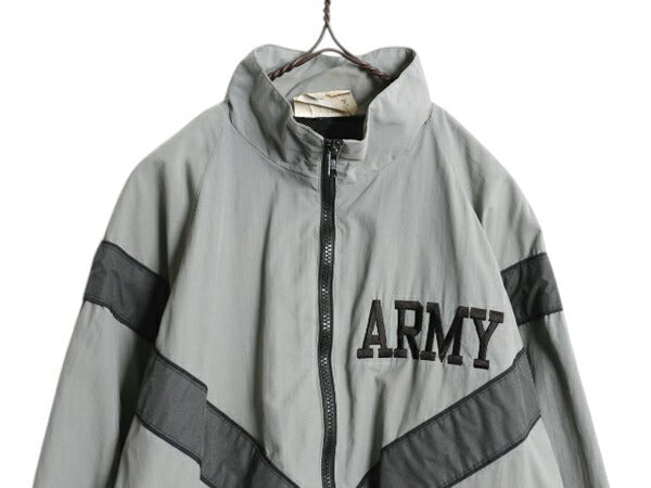 00s 米軍実物 US ARMY ナイロン トレーニング ジャケット SMALL REGULAR / 01年製 オールド 軍物 IPFU ミリタリー ブルゾン ジャンパー 灰