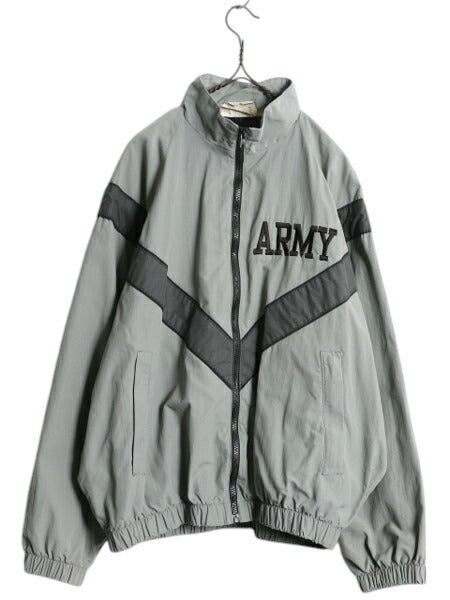 00s 米軍実物 US ARMY ナイロン トレーニング ジャケット SMALL REGULAR / 01年製 オールド 軍物 IPFU ミリタリー ブルゾン ジャンパー 灰