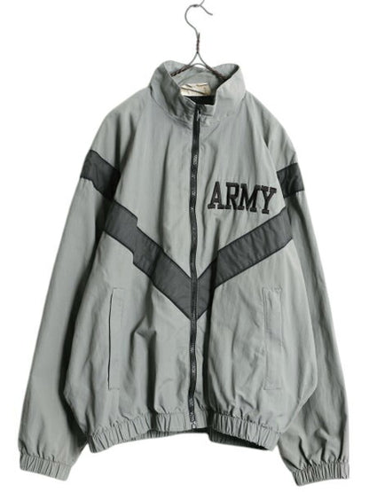 00s 米軍実物 US ARMY ナイロン トレーニング ジャケット SMALL REGULAR / 01年製 オールド 軍物 IPFU ミリタリー ブルゾン ジャンパー 灰